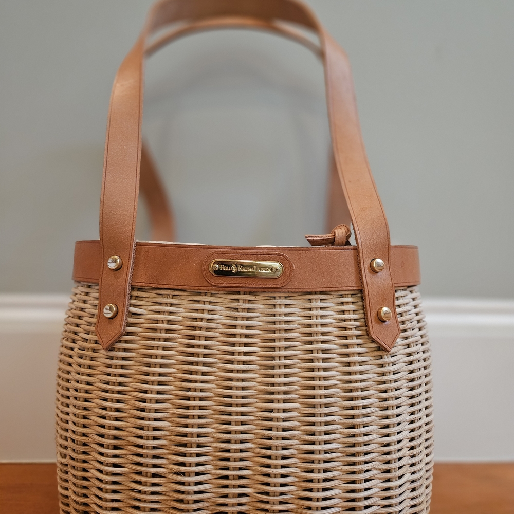 Polo by Ralph Lauren Tan Wicker Shoulder Bag/Tote - Picture 2 of 7